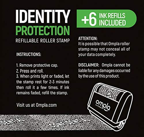 Ompla ID Protection Roller Stamp + 6 Ink Refills